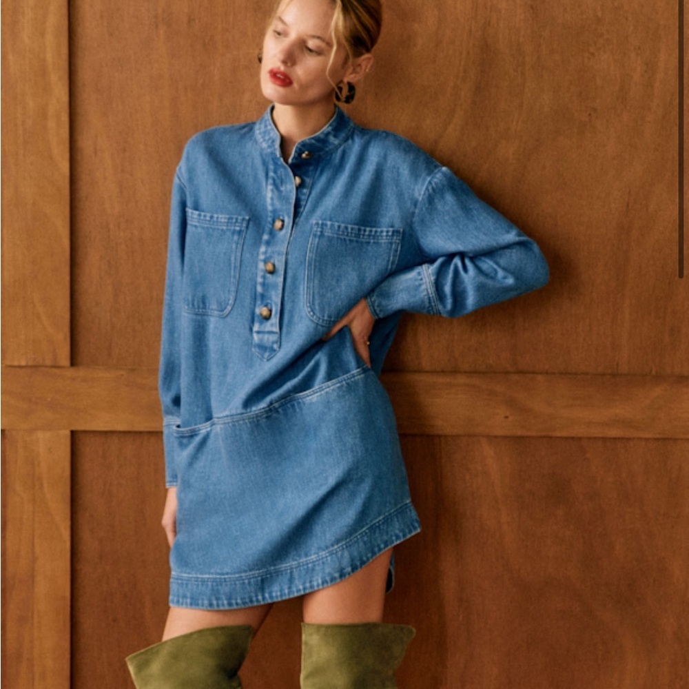 Sezane Salome Denim Dress